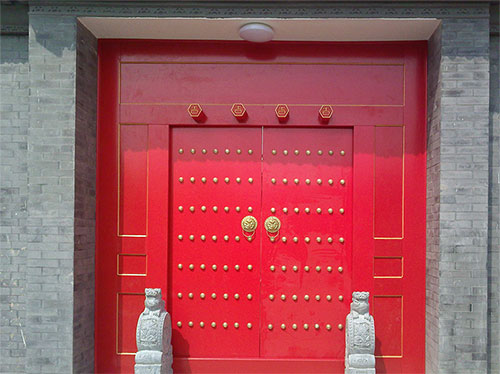 婺城中国传统四合院系列朱红色中式木制大门木作
